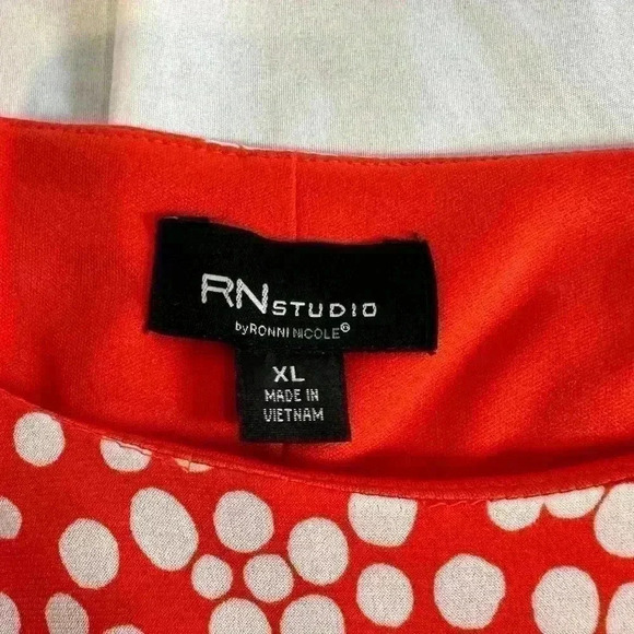 RN Studio by Ronnie Nicole Orange/White Summer Dress (Size XL) - Picture 5 of 12